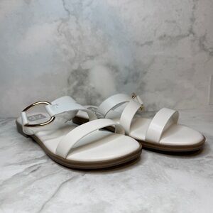 DV by Dolce Vita | Slide Sandals with Gold Ring Detail | White | Size 8